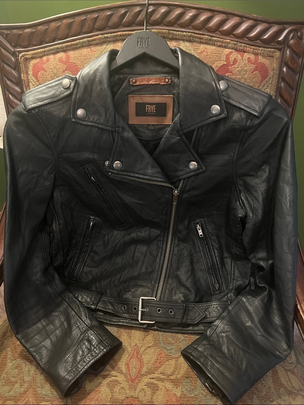 Frye Black Leather Asymmetrical Moto Jacket